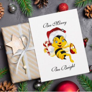 Bee God jul Tecknad Vykort