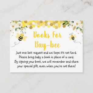 Bee Gold Blommig Baby Shower Bokförfrågan Tilläggskort