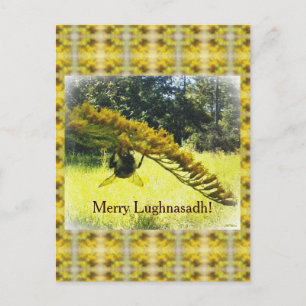 Bee & Goldenrod Lughnasadh Lammas Harvest Helg Vykort