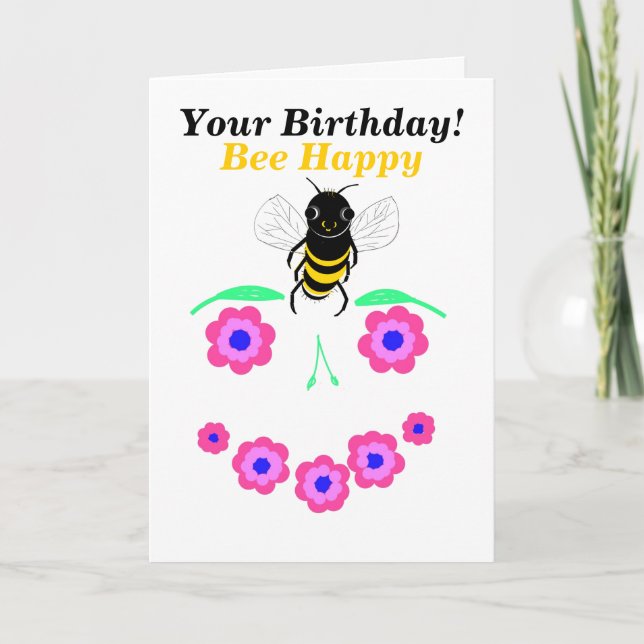 Bee Grattis på födelsedagen-kort anpassas Kort (Framsida)