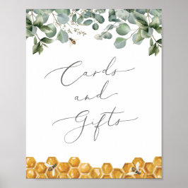 Bee Greenery Baby Shower Card and Gifts Sign Poster
