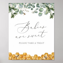 Bee Greenery Baby Shower Spädbarn är Sweet Sign Poster