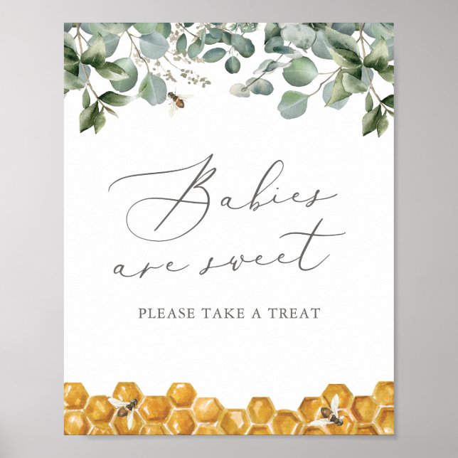 Bee Greenery Baby Shower Spädbarn är Sweet Sign Poster (Framsidan)