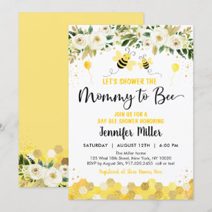 Bee Greenery Guld Kön Neutral babystötare Inbjudningar