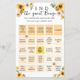 Bee Gula blommor Baby Shower bingo-spel