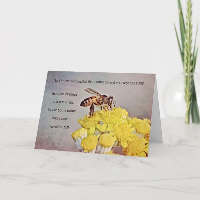 Bee Gula blommor Scripture Card Jeremiah 29:11 Kort (Framsida)