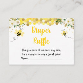 Bee Guld Blommigt Baby Shower Diaper Raffle Tilläggskort