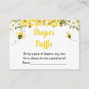 Bee Guld Blommigt Baby Shower Diaper Raffle Tilläggskort