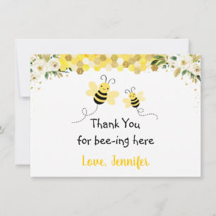 Bee Guld Blommigt Baby Shower Tack Kort