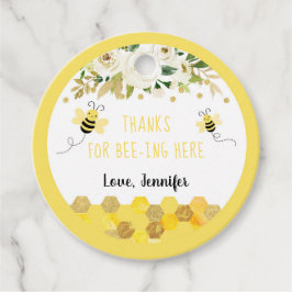 Bee Guld Blommigt Kön Neutral babystötare Gåvor Etiketter