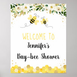 Bee Guld Blommigt Kön Neutral babyvisningsprogram  Poster
