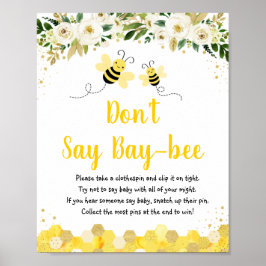Bee Guld Blommigt Säg inte Baby Game Poster
