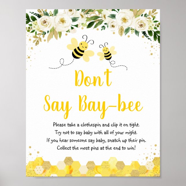 Bee Guld Blommigt Säg inte Baby Game Poster (Framsidan)