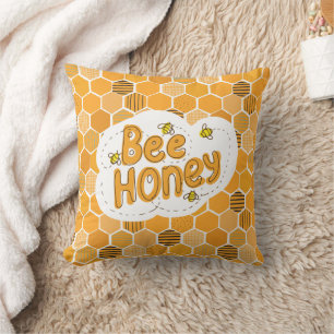 Bee Gult Black illustreras Kudde