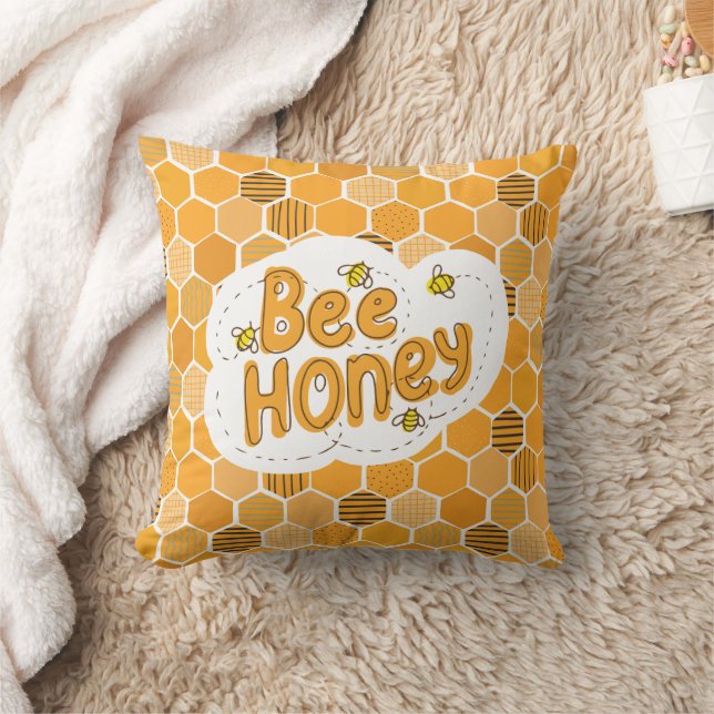 Bee Gult Black illustreras Kudde (Filt)