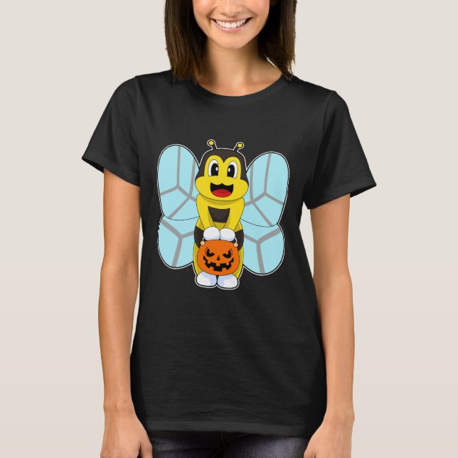 Bee Halloween Pumpkin T Shirt (Framsida)