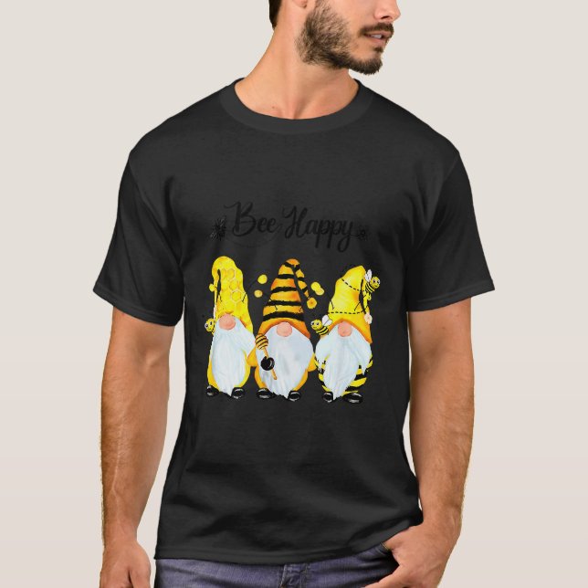 Bee Happy Bee Gnome Spring  T Shirt (Framsida)