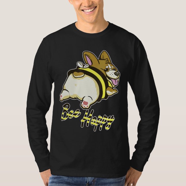 Bee Happy Corgi With Bee Costume T Shirt (Framsida)