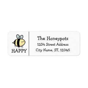 Bee Happy Etikett Returadress Etikett