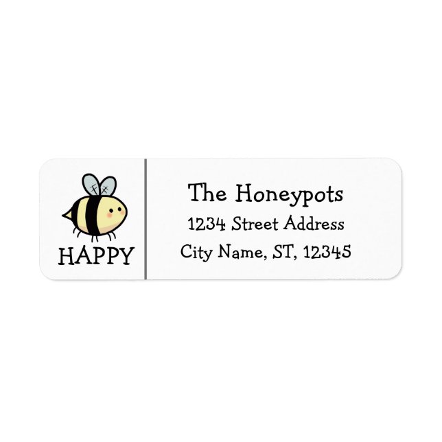 Bee Happy Etikett Returadress Etikett (Framsidan)