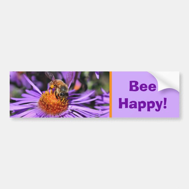 Bee Happy Inspirational Nature  Bildekal (Framsidan)