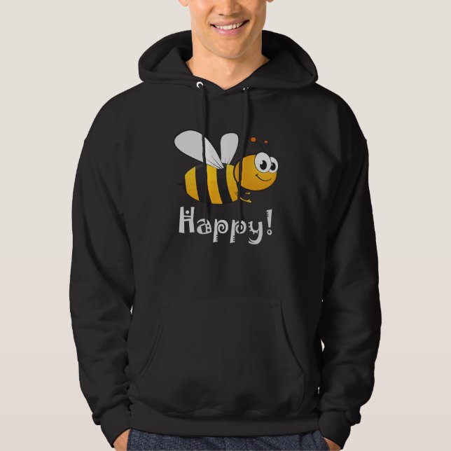 Bee Happy Mens Womens Kids Hoodie (Framsida)