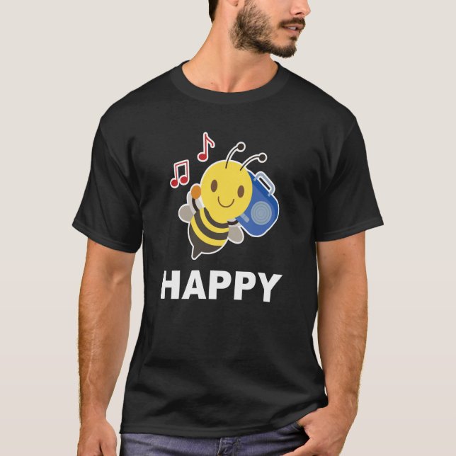 Bee Happy Smile Face Cute Happy Peace Smiling Face T Shirt (Framsida)