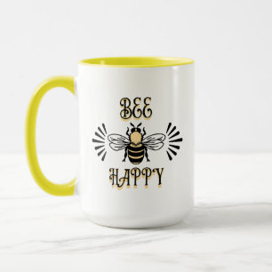 Bee Happy Vintage Färger Honungsbi Mugg