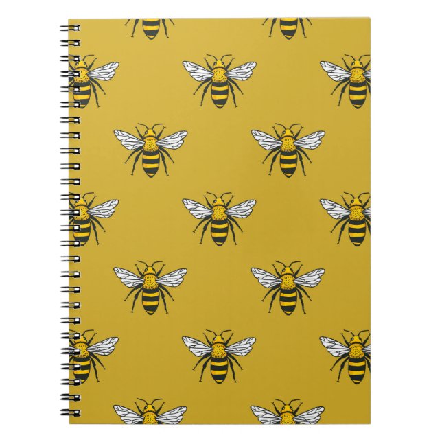 Bee Haven: Vintage Gult Mönster Anteckningsbok (Framsidan)