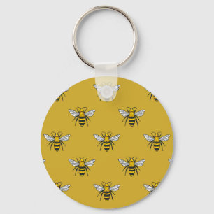 Bee Haven: Vintage Gult Mönster Nyckelring