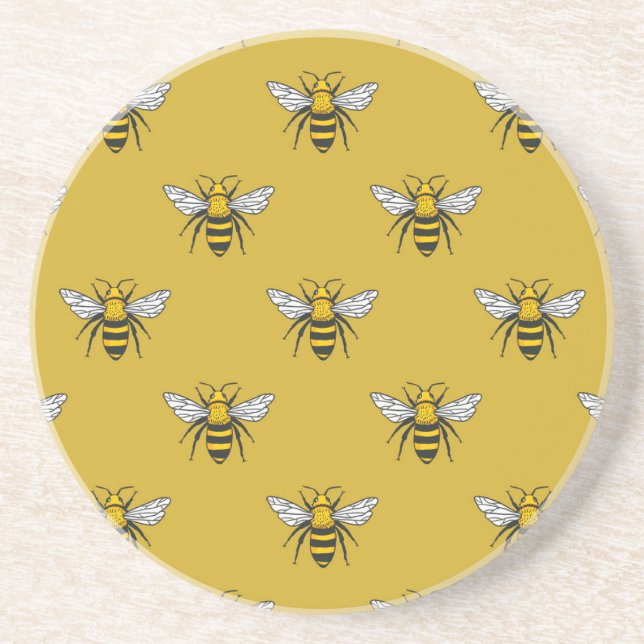 Bee Haven: Vintage Gult Mönster Underlägg (Framsidan)