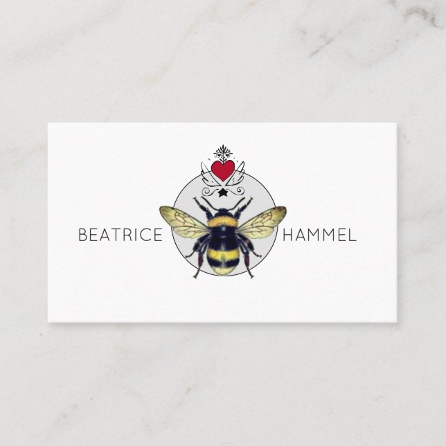 Bee Heart Vingar Social Telefonkort Visitkort (Framsida)