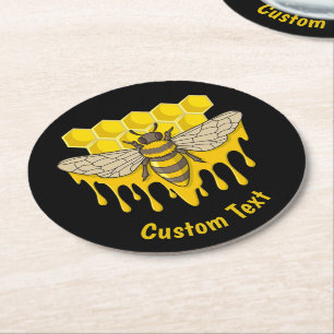 Bee Hive Honung Underlägg Papper Rund