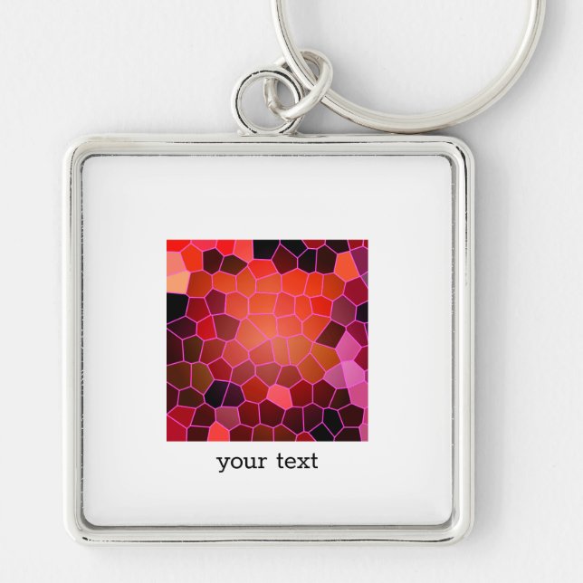 Bee Hive Red Fyrkantig Silverfärgad Nyckelring (Framsidan)