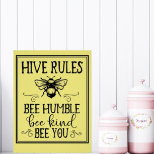 Bee Hive Regler Ord Art Poster