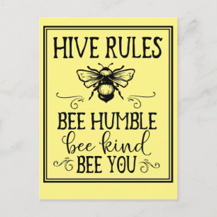 Bee Hive Regler Ord Art Vykort