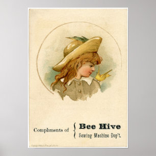 Bee Hive Sewing Maskin Ad Poster
