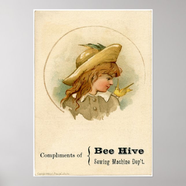 Bee Hive Sewing Maskin Ad Poster (Framsidan)