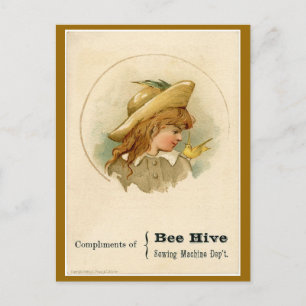 Bee Hive Sewing Maskin Ad Vykort