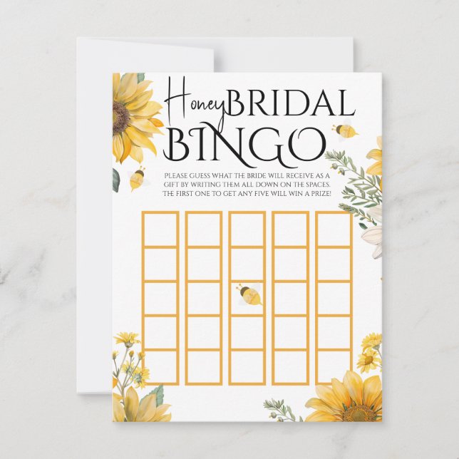 Bee Honey Bridal Shower Bingo Game Anteckningskort (Framsida)
