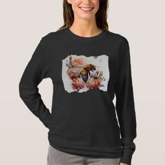 Bee Honeybee Honeycombs Flowers Watercolor T Shirt