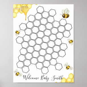 Bee Honeycomb Baby Shower Guestbook-tecken Poster