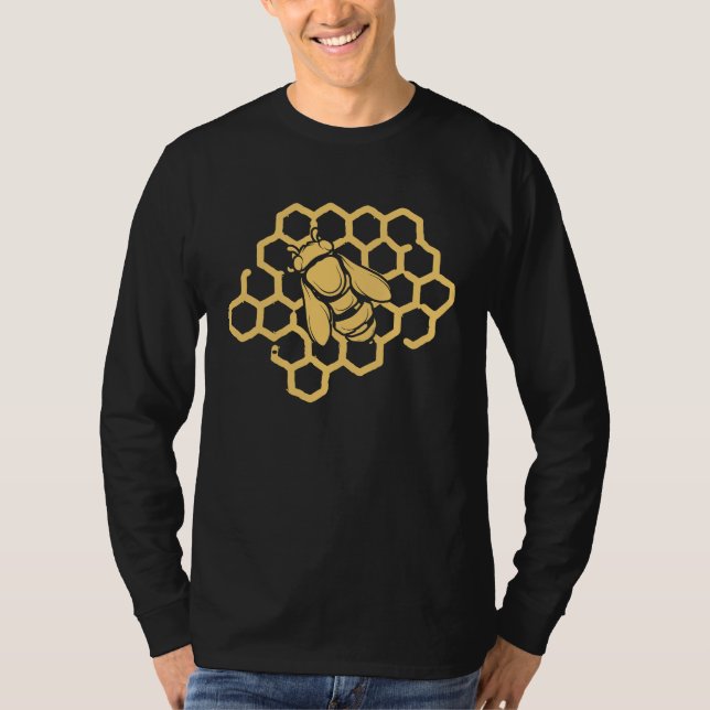 Bee Honeycomb  Beekeeping Beekeeper Bees T Shirt (Framsida)