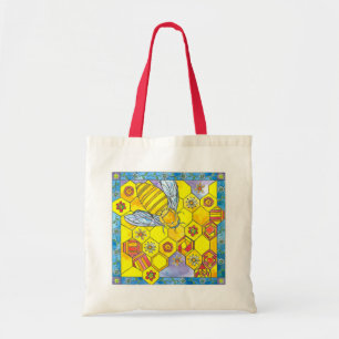 Bee Honeycomb Daisy Watercolor Flowers Geometric Tygkasse