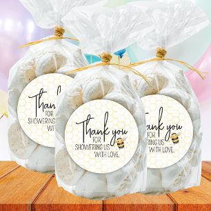 Bee Honeycomb Guld Baby Shower-Tack för Bee Honeyc Runt Klistermärke