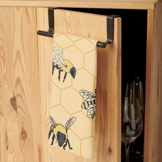 Bee Honeycomb Kökshandduk (Thirds Fold)