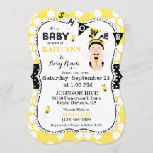 Bee Honeycomb Polka Skriv ut babyskor Inbjudan