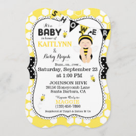 Bee Honeycomb Polka Skriv ut babyskor Inbjudan