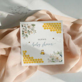 Bee Honung Ro Hip Flowers Baby Shower Pappersservett