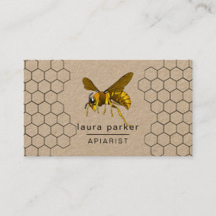 Bee Honung Seller Apiarist Black Nature Hexagon Visitkort